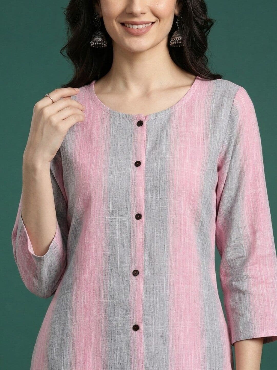 Sangria Striped Round Neck Calf Length Straight Kurtas thumbnail 5