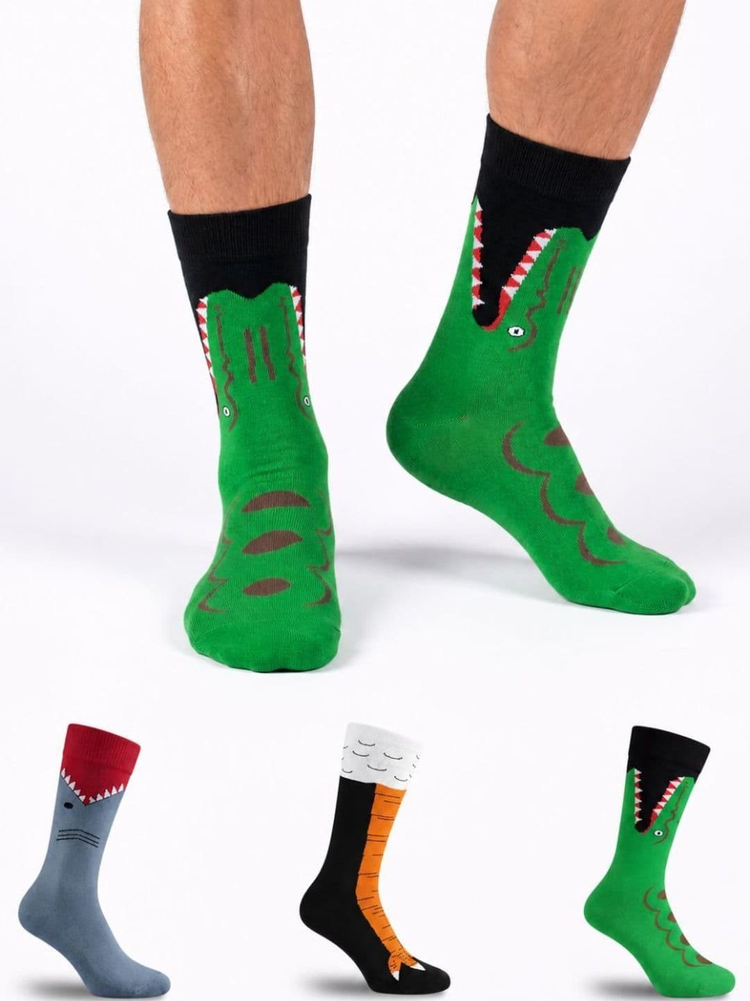 Sockscarving Unisex Pack of 3 Cotton Patterned Calf Length Socks - view 1