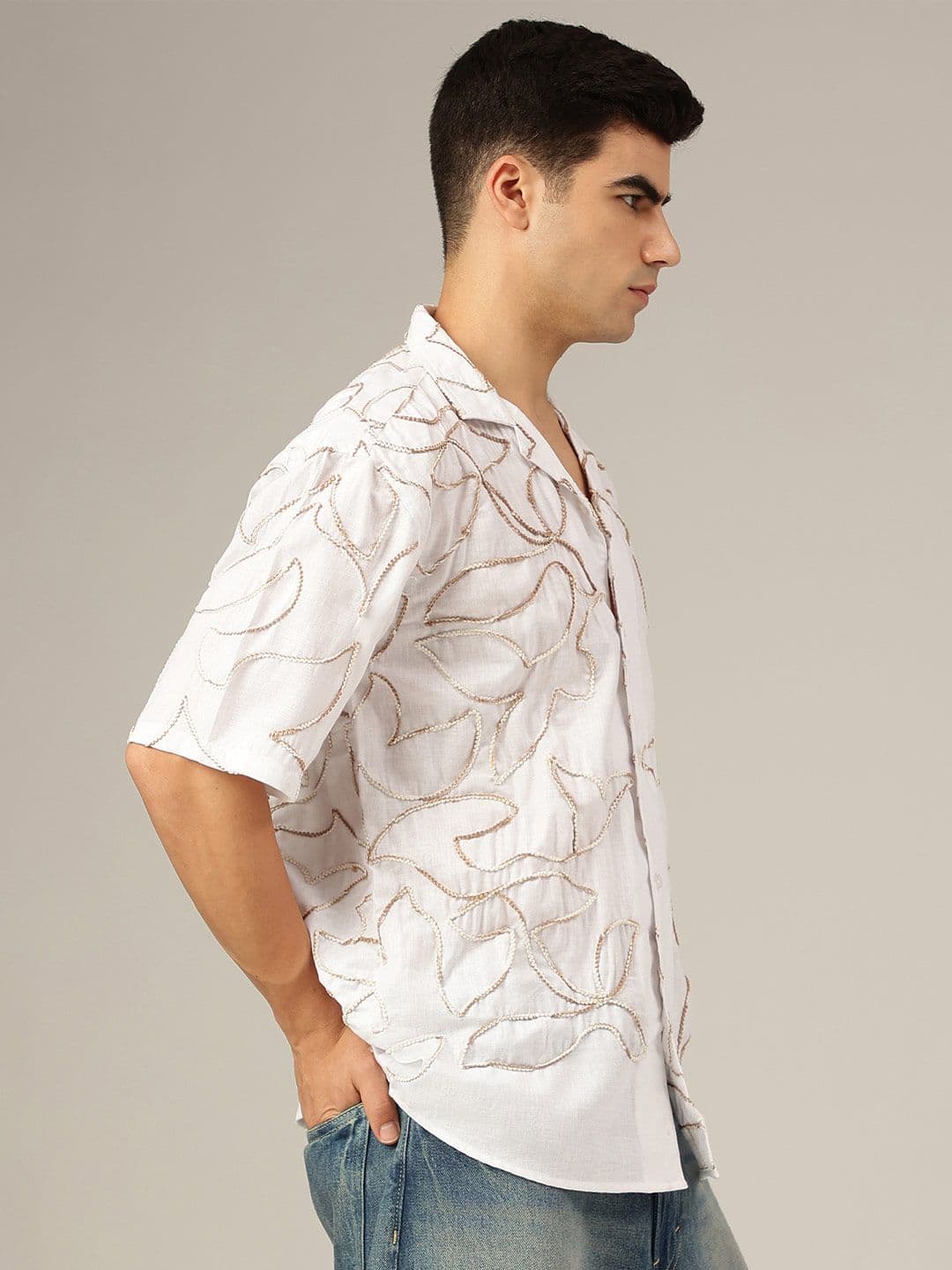 DENNISON Embroidered Drop-shoulder Oversized Shirt thumbnail 4