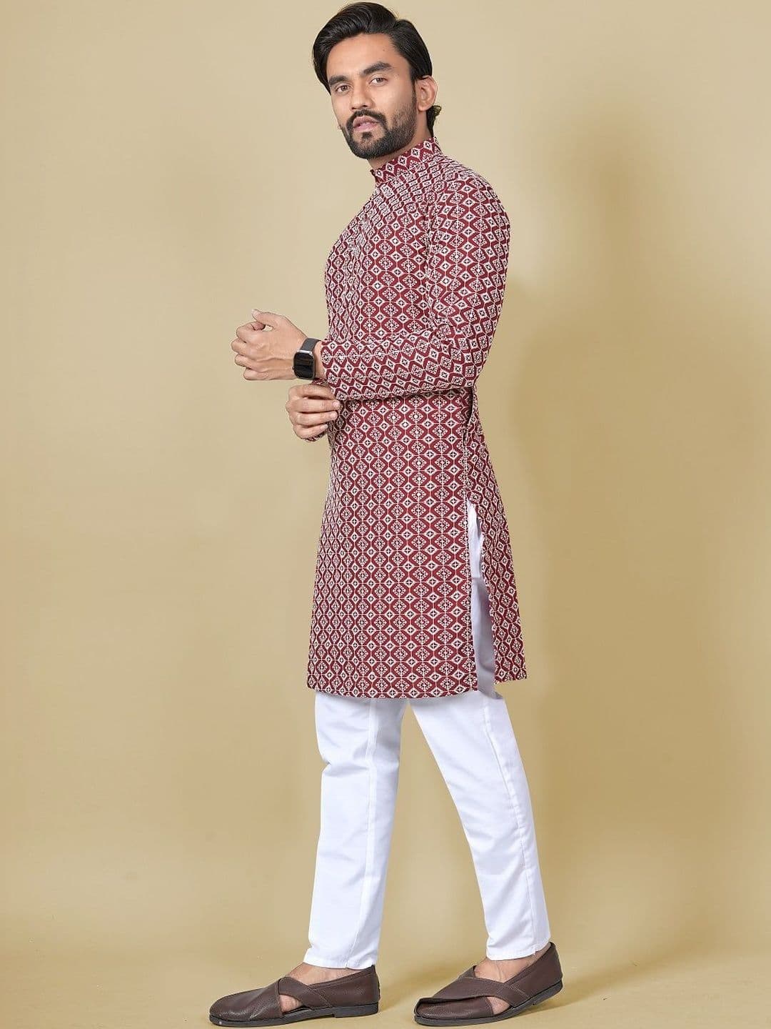 Leipzig Fashion Men Geometric Printed Kurta thumbnail 4