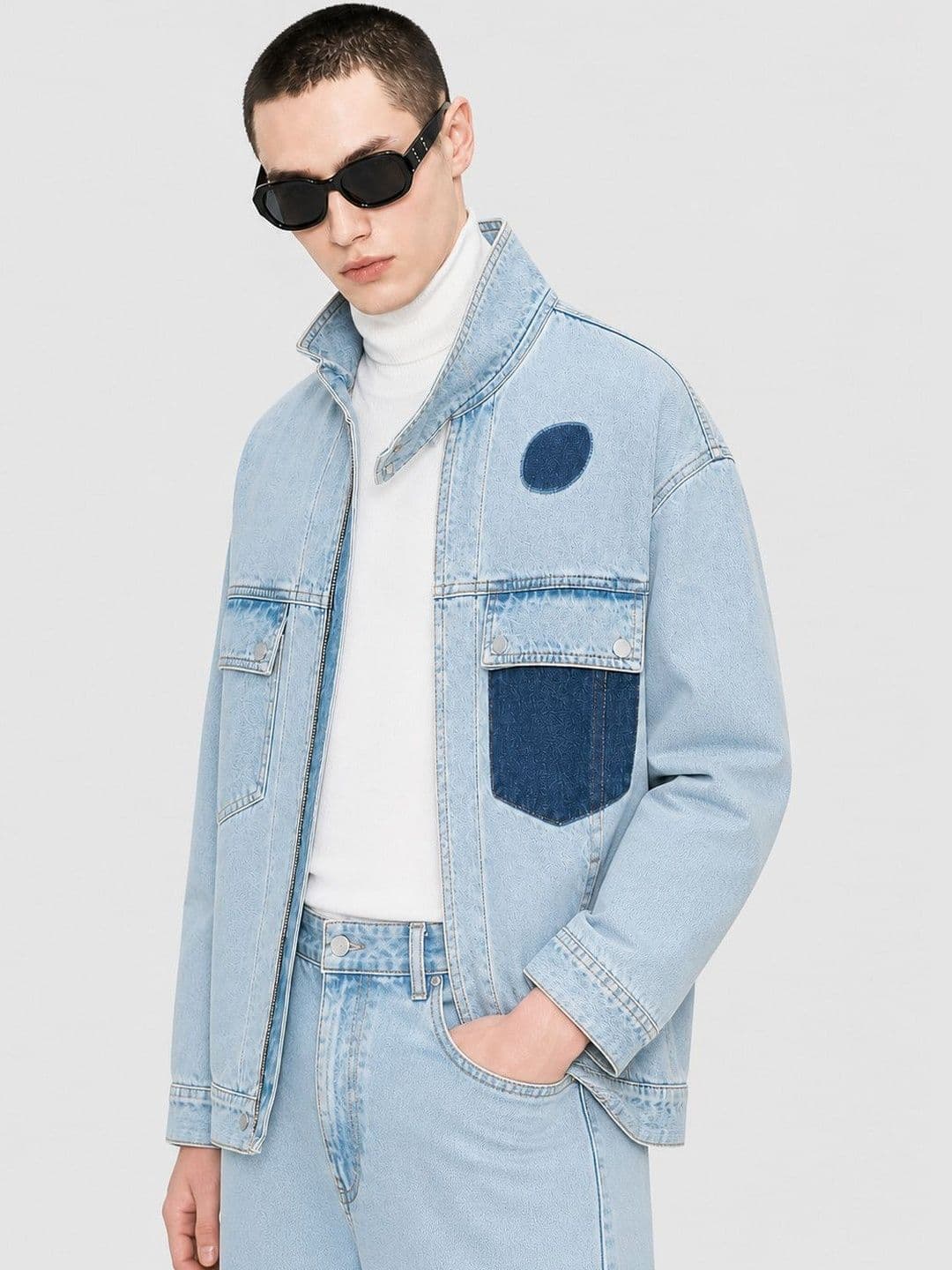 RDSTR Men Denim Jacket with Patchwork thumbnail 6