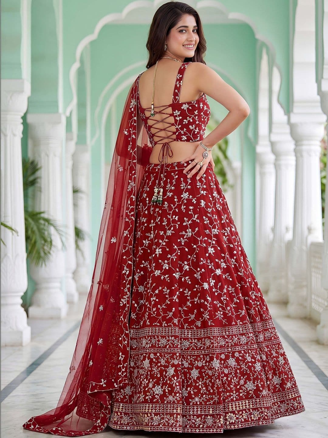 Zeel Clothing Embroidered Sequinned Ready to Wear Lehenga & Blouse With Dupatta thumbnail 4