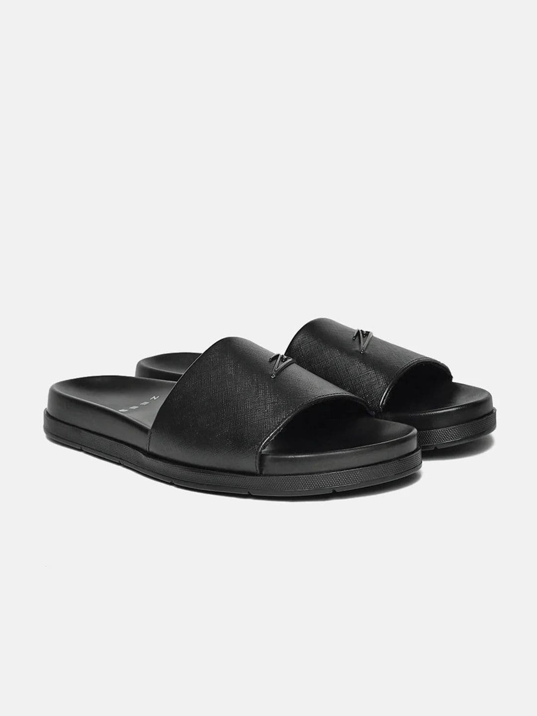 ZEESH Men Midnight Leather Sliders thumbnail 5