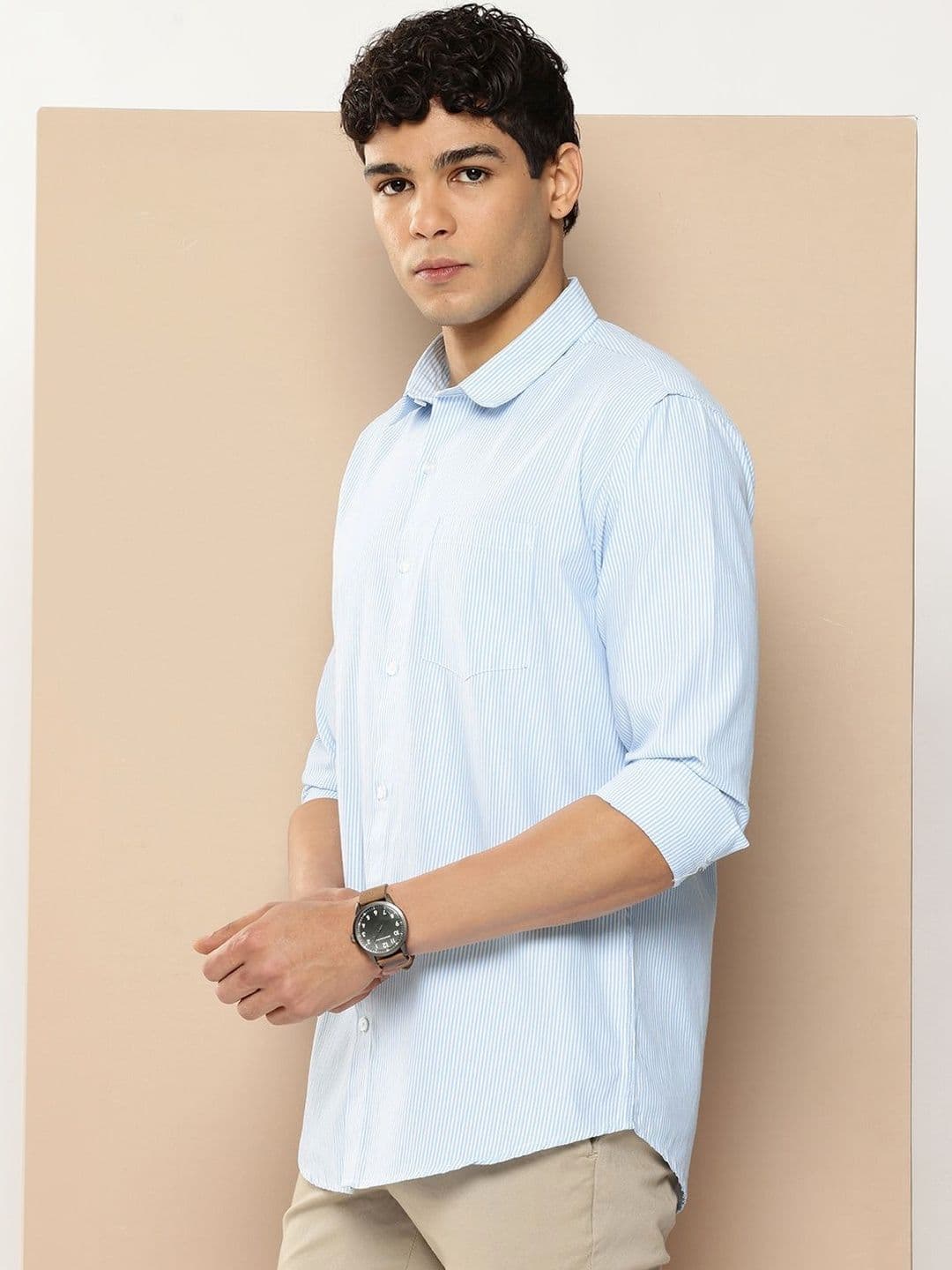 Mast & Harbour Men Premium Slim Fit Striped Casual Shirt thumbnail 2
