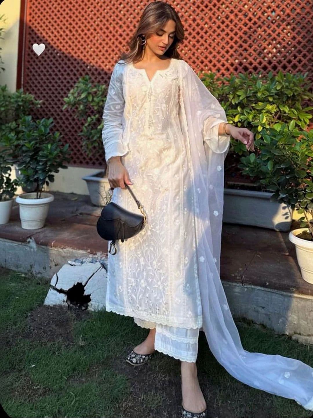 NNC-NEXT NOVA CLOTHES Women Ethnic Motifs Embroidered Regular Chikankari Kurta with Trousers & With Dupatta thumbnail 4
