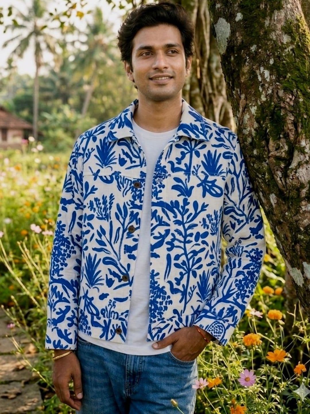 House of Riha Men Floral Woven Jacket thumbnail 2