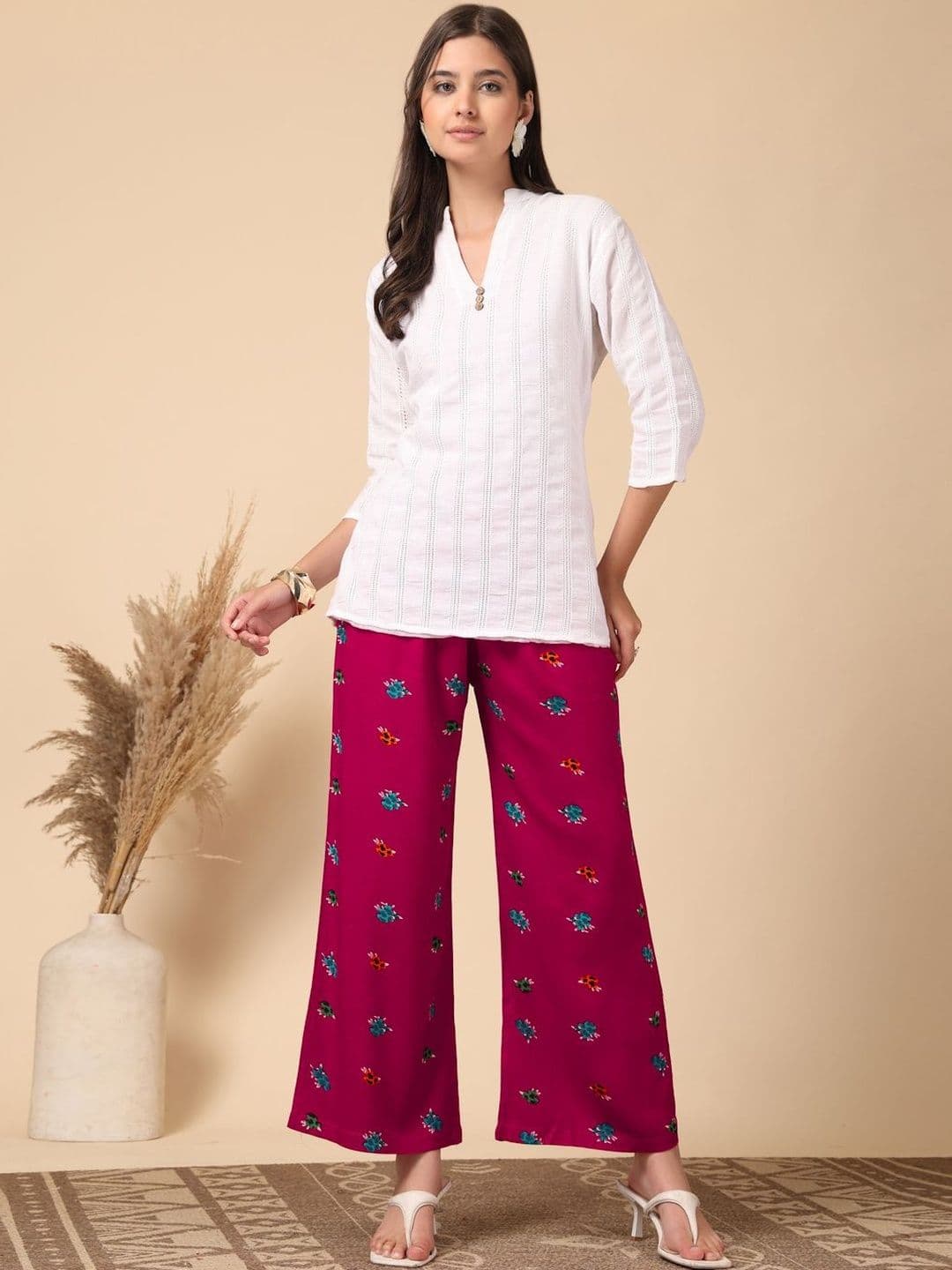 KLOTTHE Women Printed Pure Cotton Straight Palazzos thumbnail 5