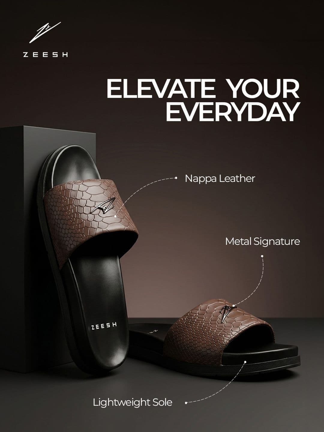 ZEESH Men Textured Bronte Thon Leather Sliders thumbnail 7