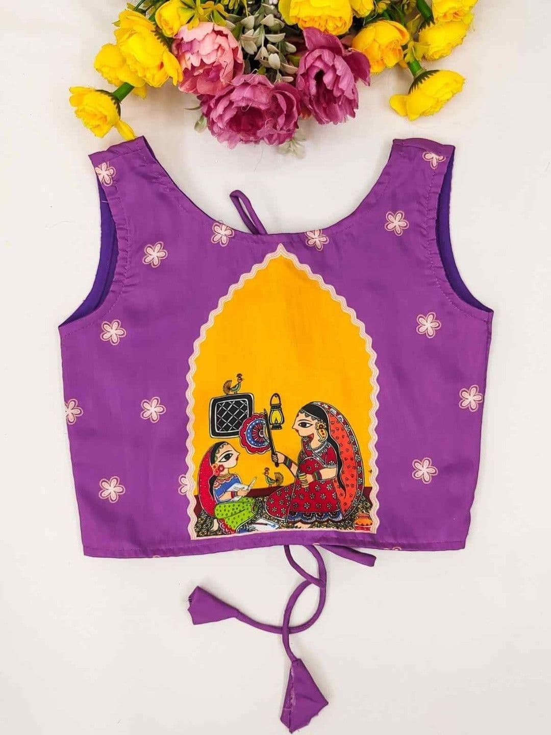 RJ ONLINE Girls Printed Thread Work Semi-Stitched Lehenga & thumbnail 3