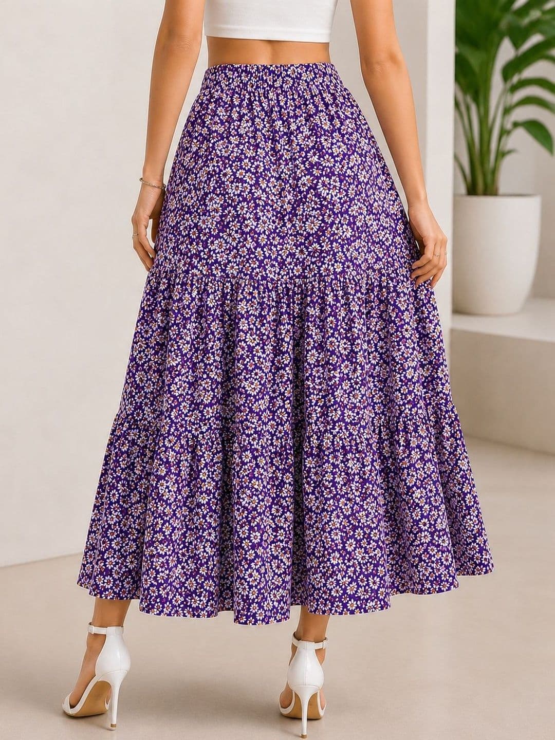 AmorLuxe Women Floral Maxi A-Line Skirt thumbnail 3