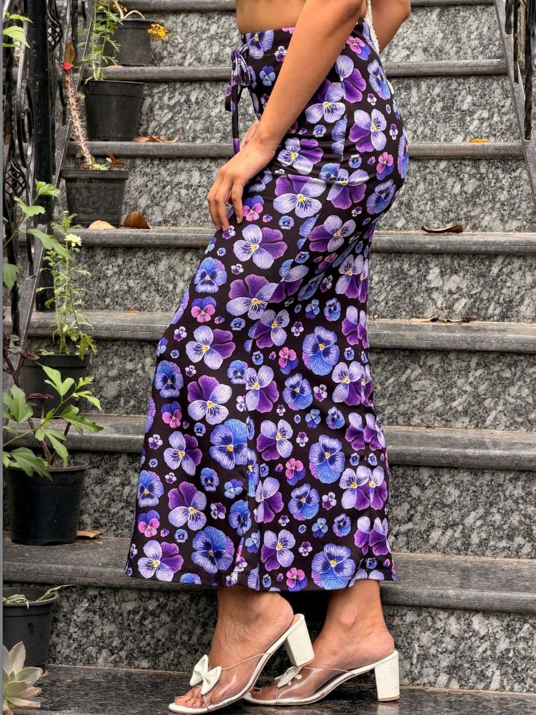 BAESD Women Chiffon Floral Maxi Trumpet Skirt thumbnail 3