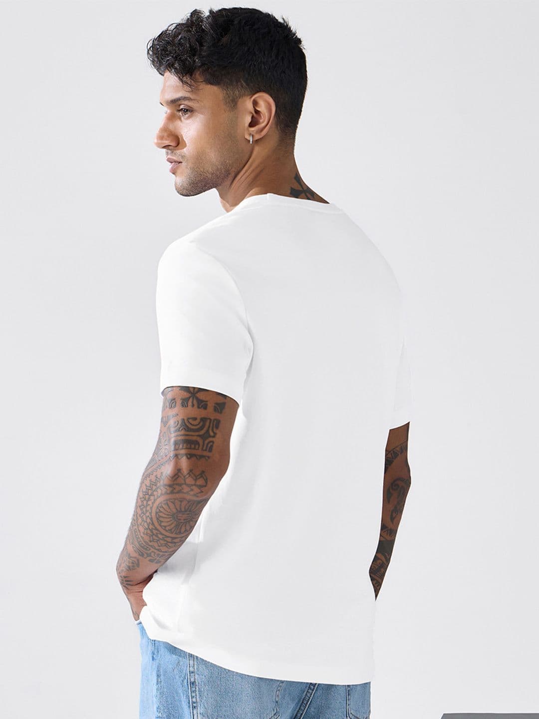 Bewakoof Men White Interlock Cotton T-shirt thumbnail 6