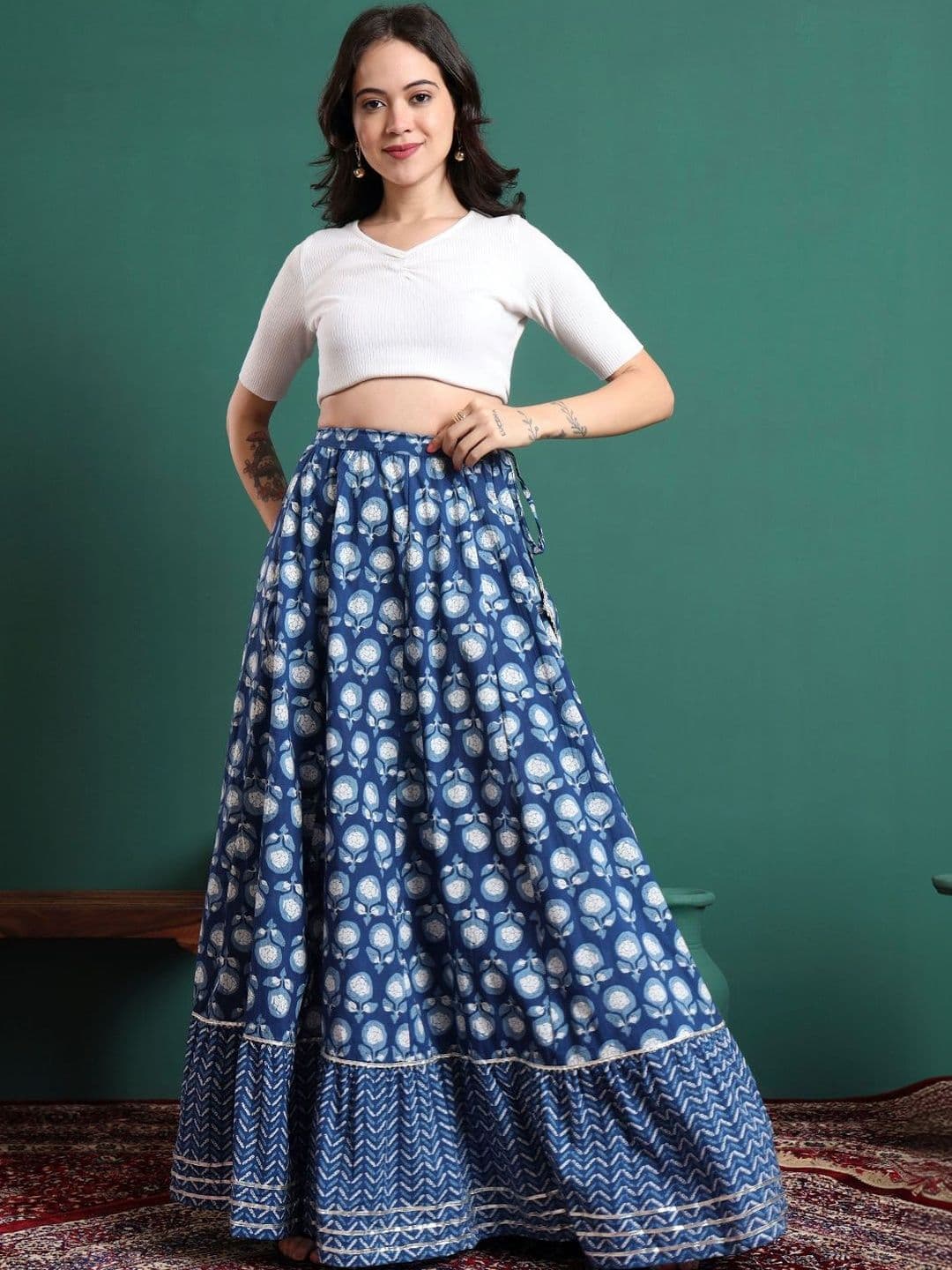 Sangria Women Floral Maxi Flared Skirt thumbnail 3