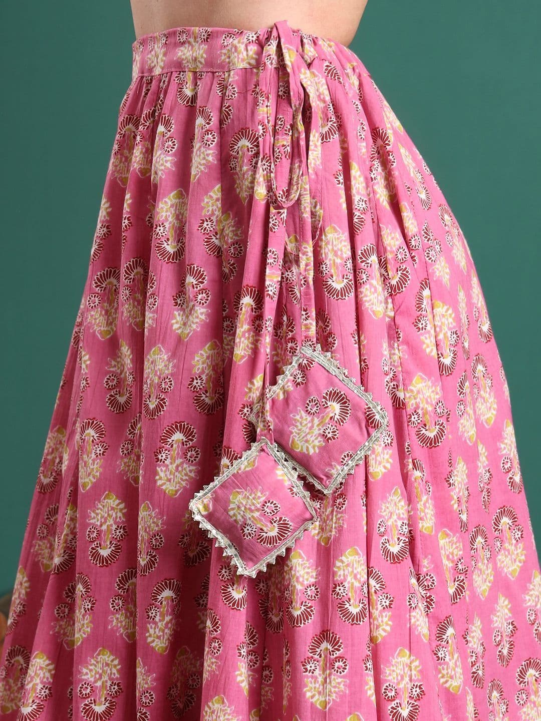 Sangria Women Cotton Floral Maxi Flared Skirt thumbnail 5