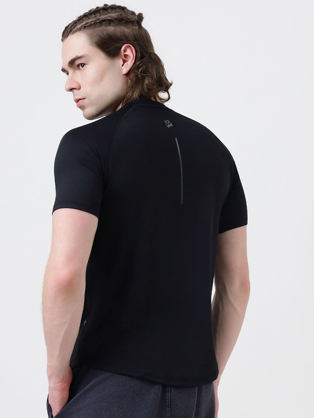 MuscleBlaze Active T Shirt for Men, for Gym & Sports (Midnight Black) thumbnail 6
