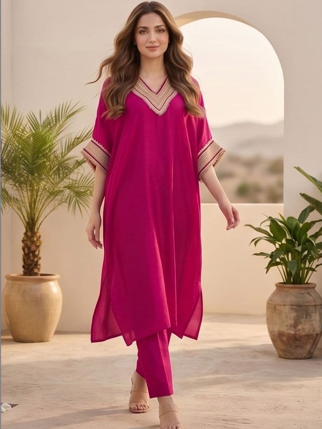 Varanga Women Dyed Regular Gotta Patti Kurta with Trousers thumbnail 3
