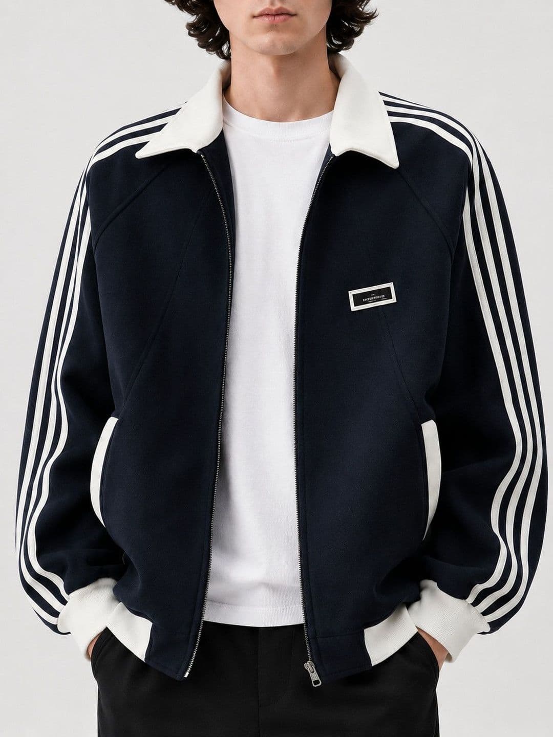 Suo Men Striped Sporty Jacket thumbnail 4