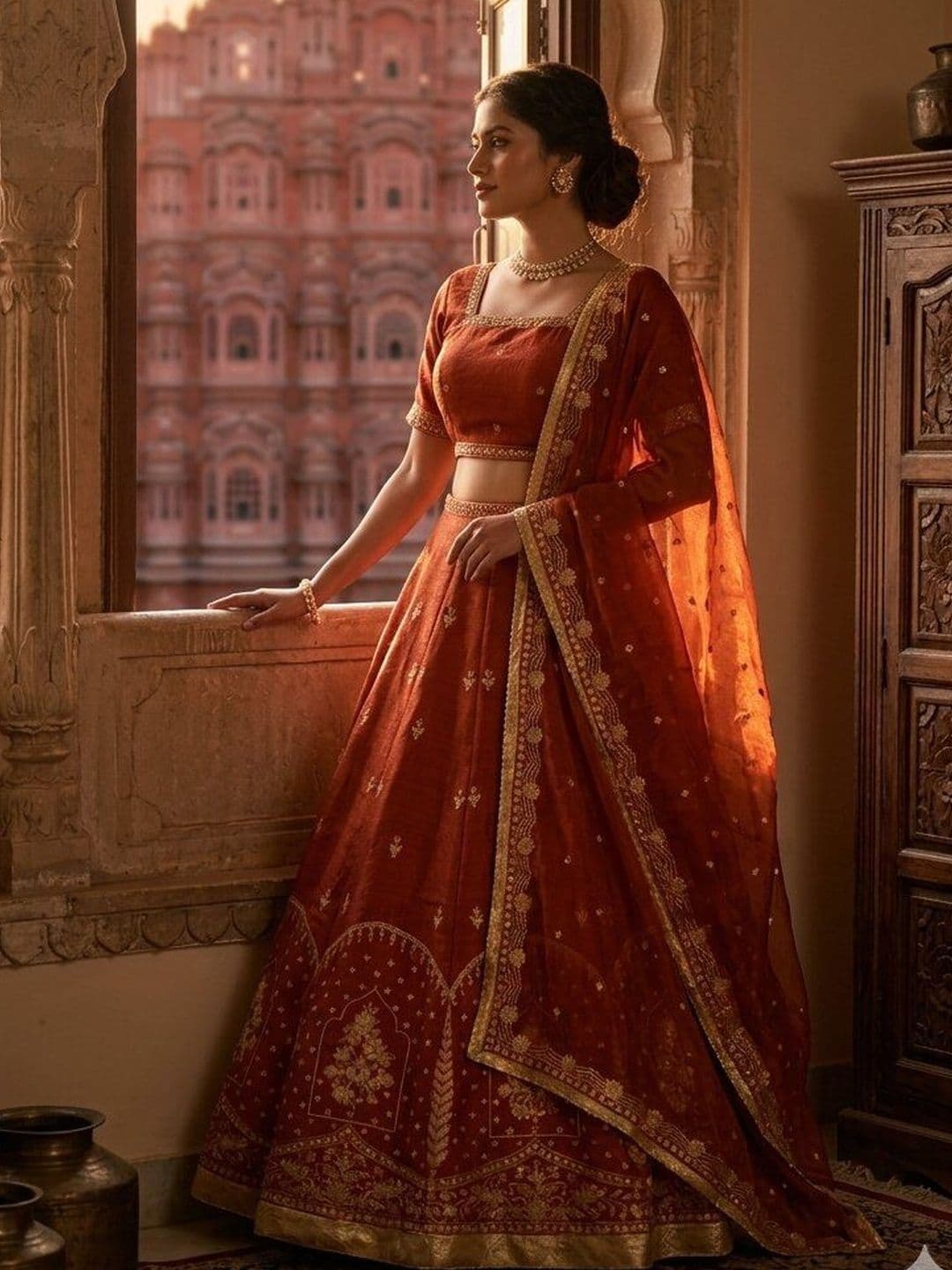 Futra Gabha Embroidered Semi-Stitched Lehenga & Blouse With Dupatta thumbnail 4