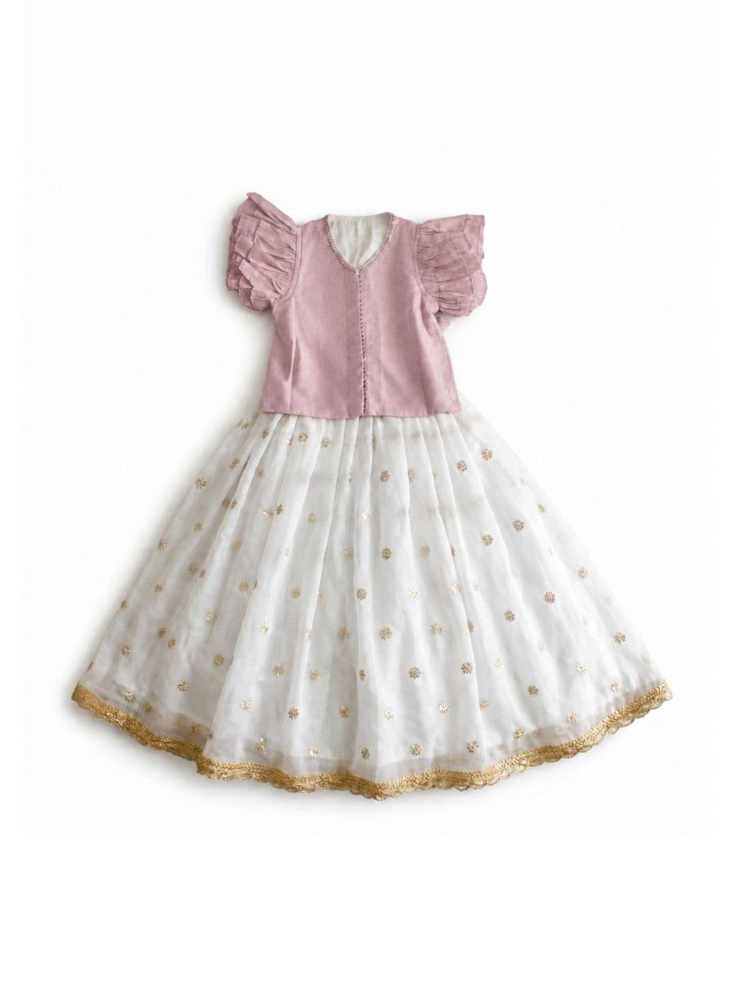 Boppity Boo Girls Embellished Block Print Ready to Wear Lehenga & thumbnail 2