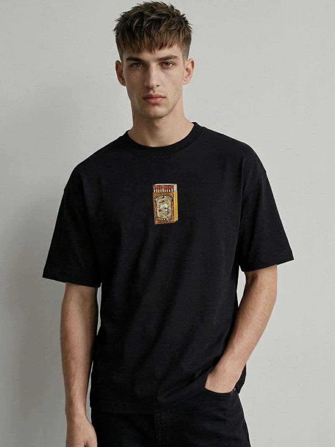 High Star Men Printed Round Neck Oversized T-shirt thumbnail 6