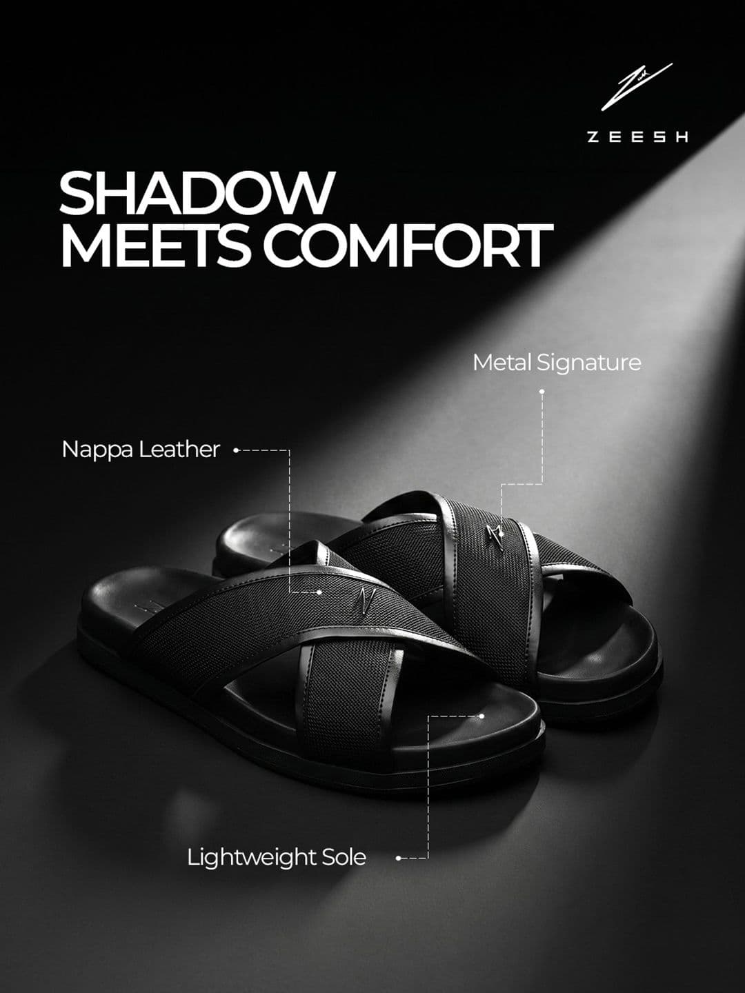 ZEESH Self Design Aero Navy Leather Sliders thumbnail 3