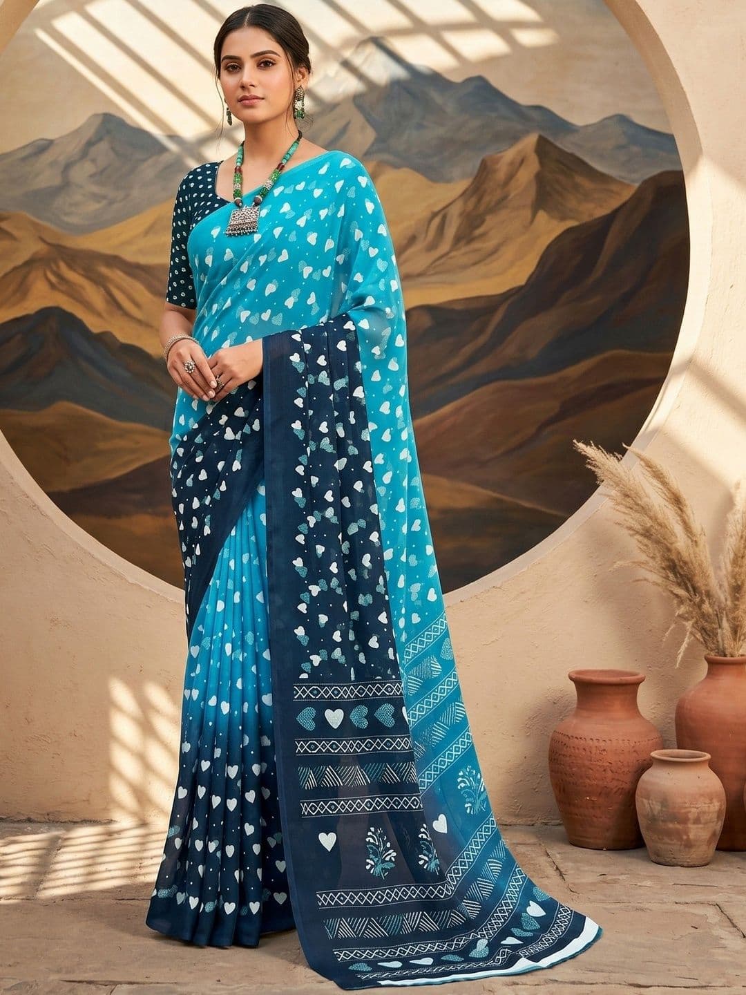 100 Dreams Pure Georgette Designer Saree - view 1