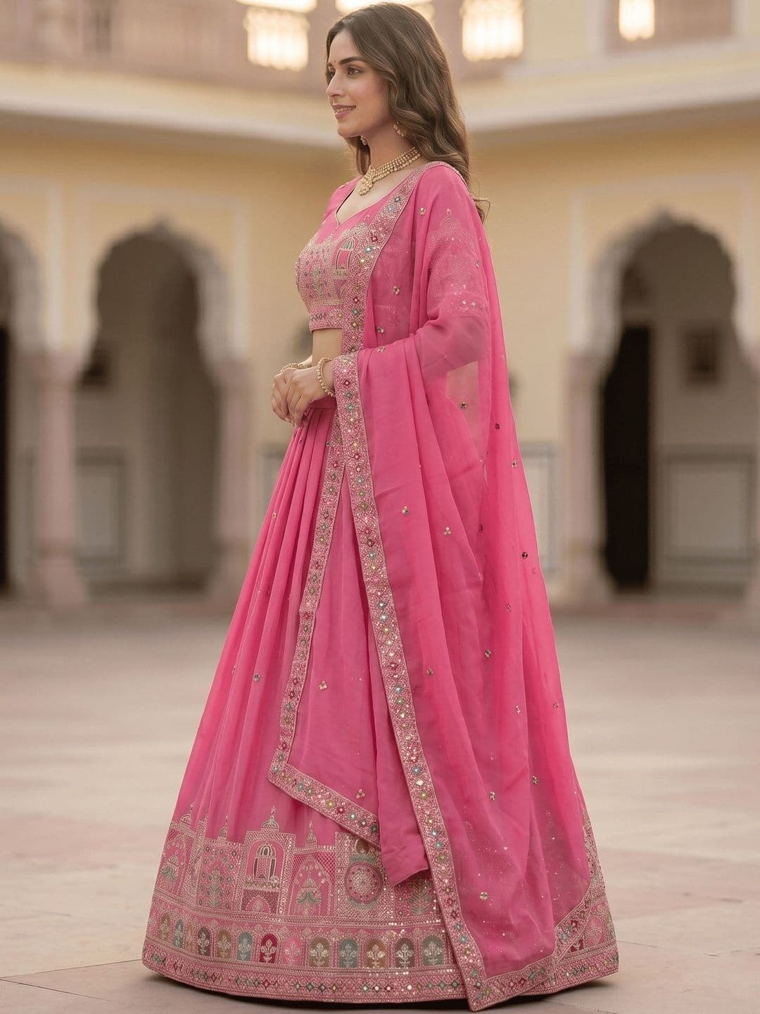 Jogmaya Fashion Embellished Sequinned Semi-Stitched Lehenga & Blouse With Dupatta thumbnail 5