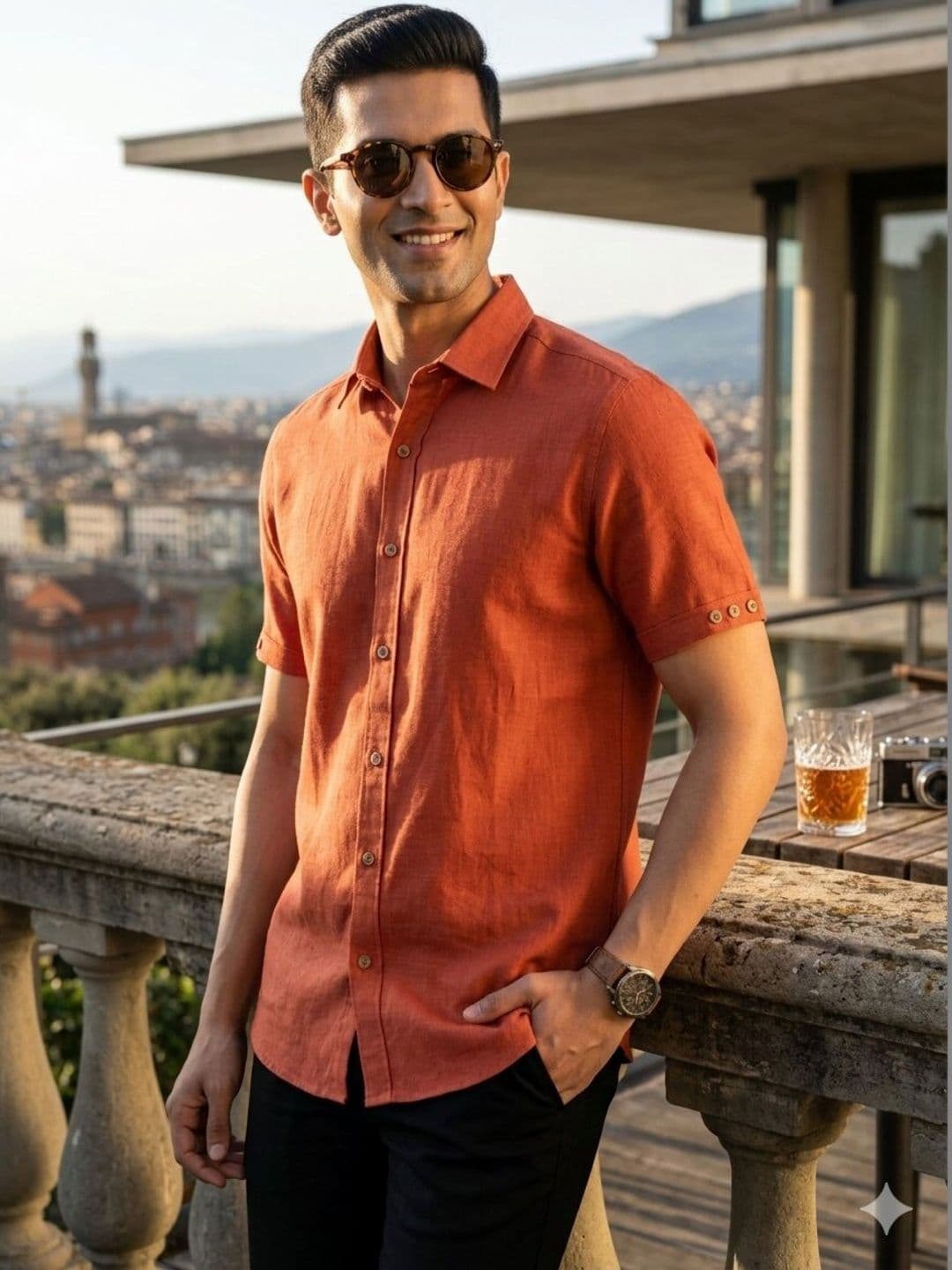 Anneca Men Spread Collar Cotton Relaxed Casual Shirt - view 1