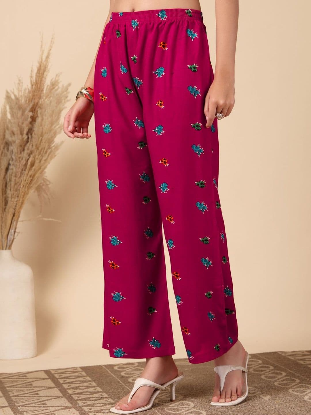 KLOTTHE Women Printed Pure Cotton Straight Palazzos thumbnail 4