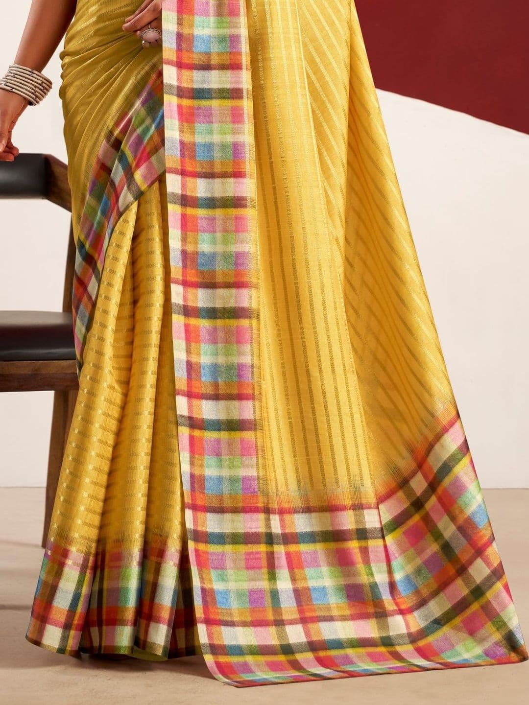 House of Pataudi Striped Tussar Sarees Blouse Piece thumbnail 3