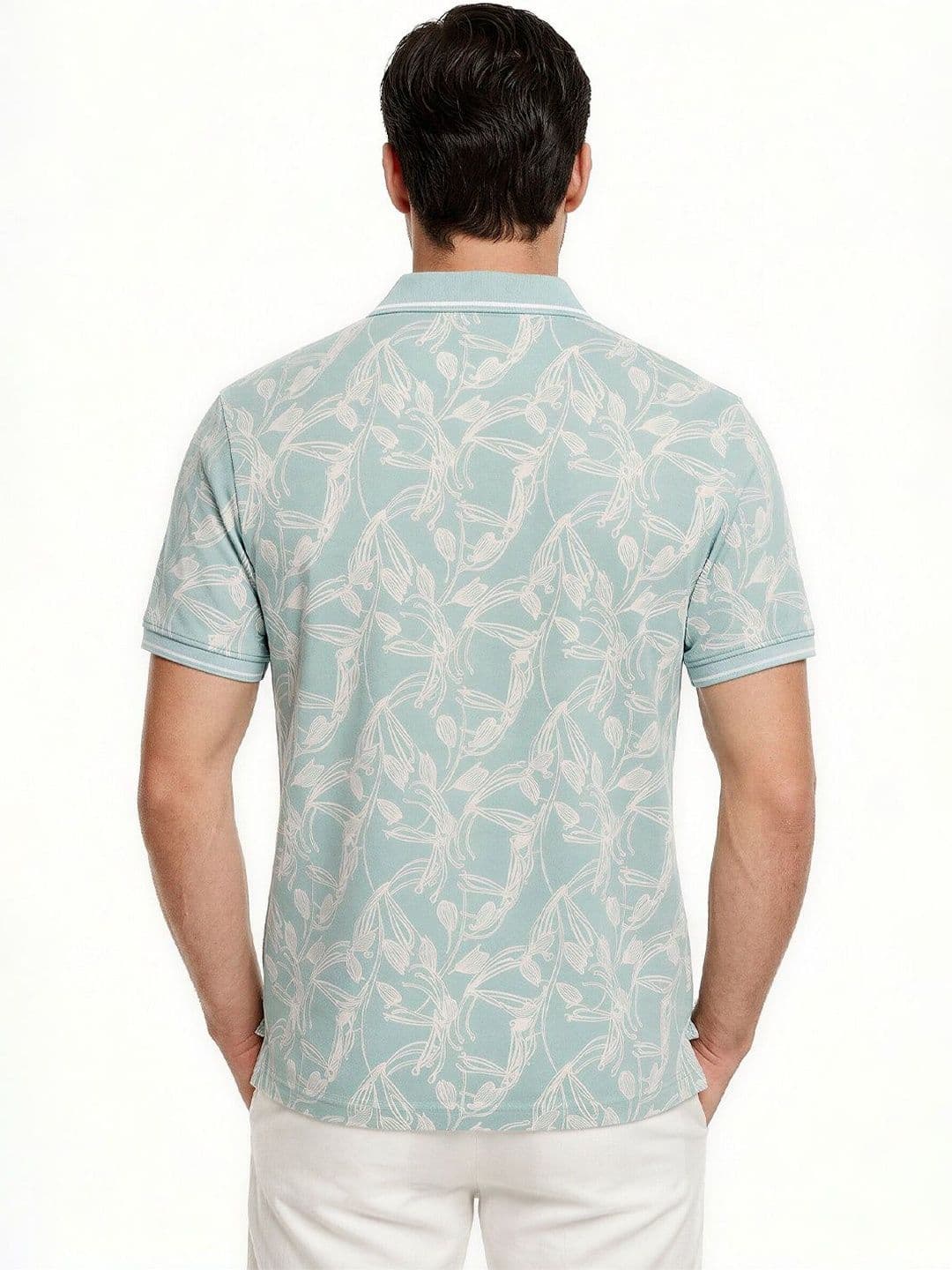 Status Quo Men Floral Printed Polo Collar T-shirt thumbnail 3