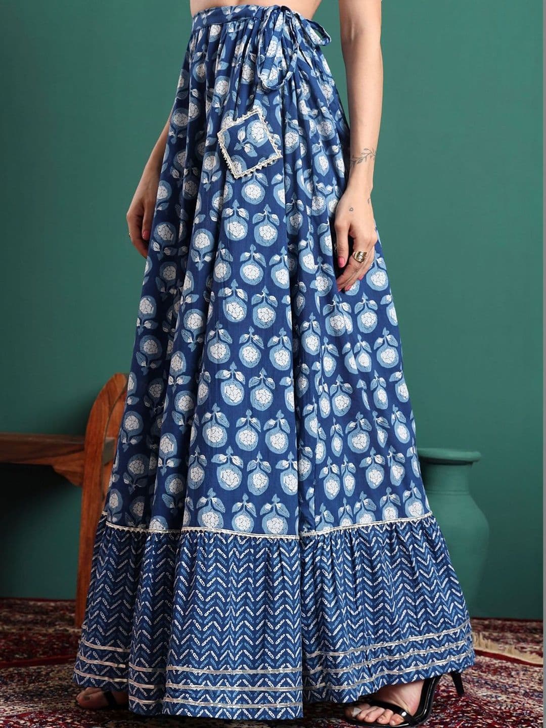 Sangria Women Floral Maxi Flared Skirt thumbnail 5