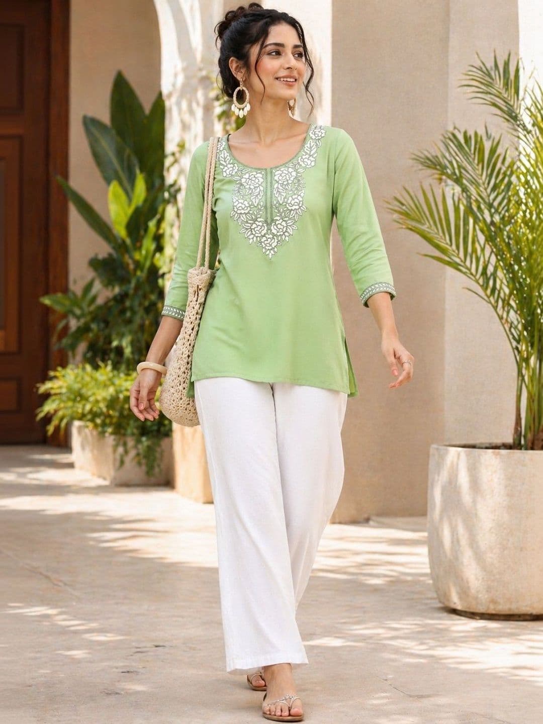 LUSIVA Floral Embroidered Kurti - view 1