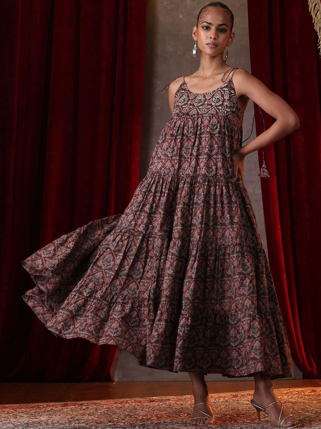 Khushal K Ethnic Motifs Print A-Line Maxi Dress thumbnail 4