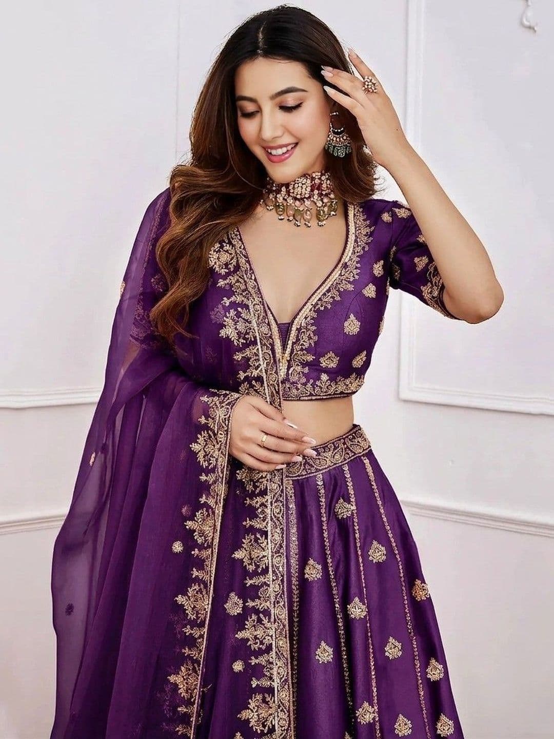 BAESD Embroidered Semi-Stitched Lehenga & Blouse With Dupatta thumbnail 2