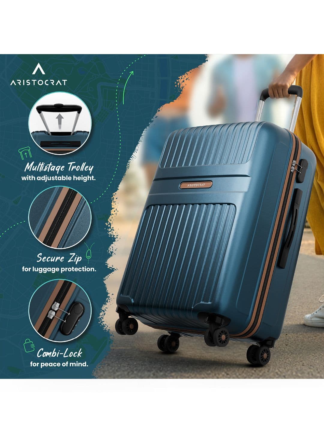 Aristocrat Set Of 2 Atlas Textured Hard-Sided Trolley Bags thumbnail 7