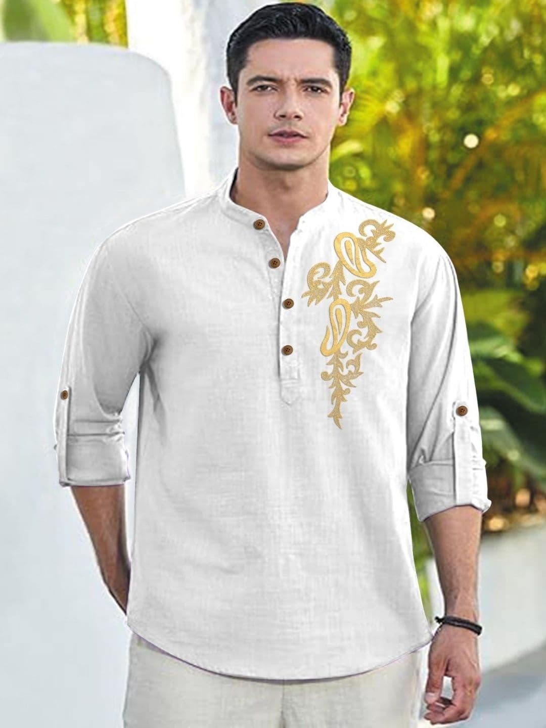 CLOTHING VEDA Men Floral Mandarin Collar Kurta - view 1