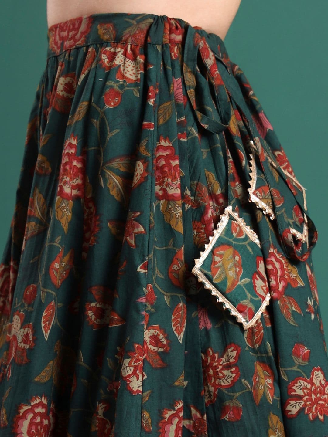 Sangria Women Cotton Floral Maxi Flared Skirt thumbnail 5