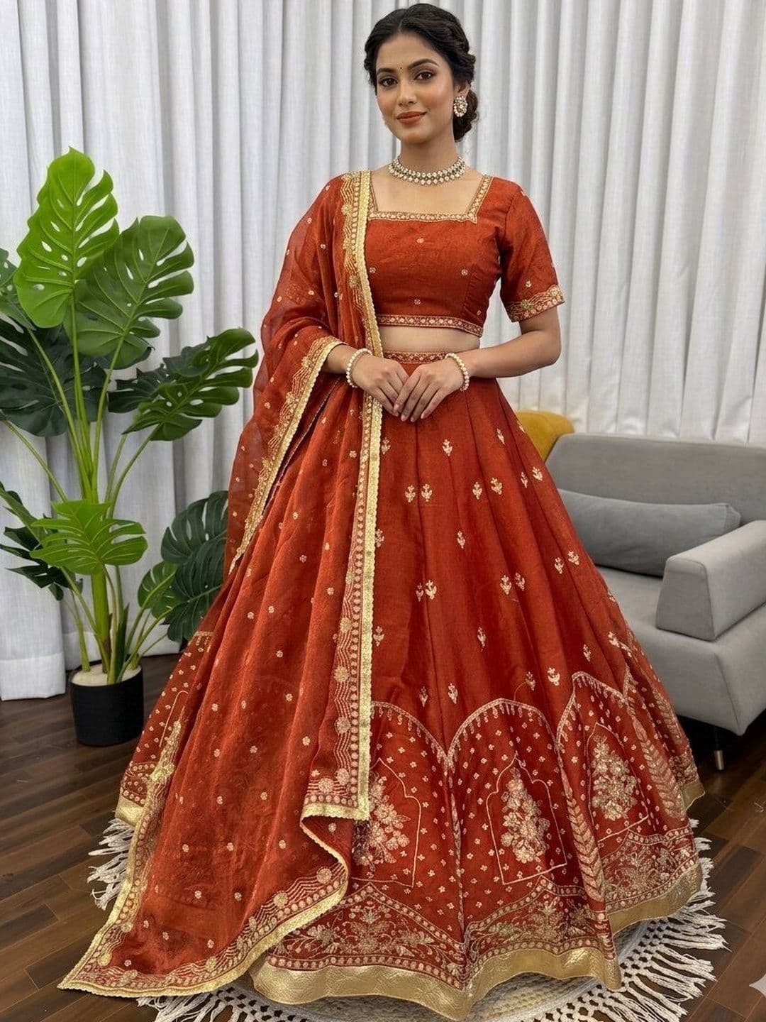 Futra Gabha Embroidered Semi-Stitched Lehenga & Blouse With Dupatta - view 1