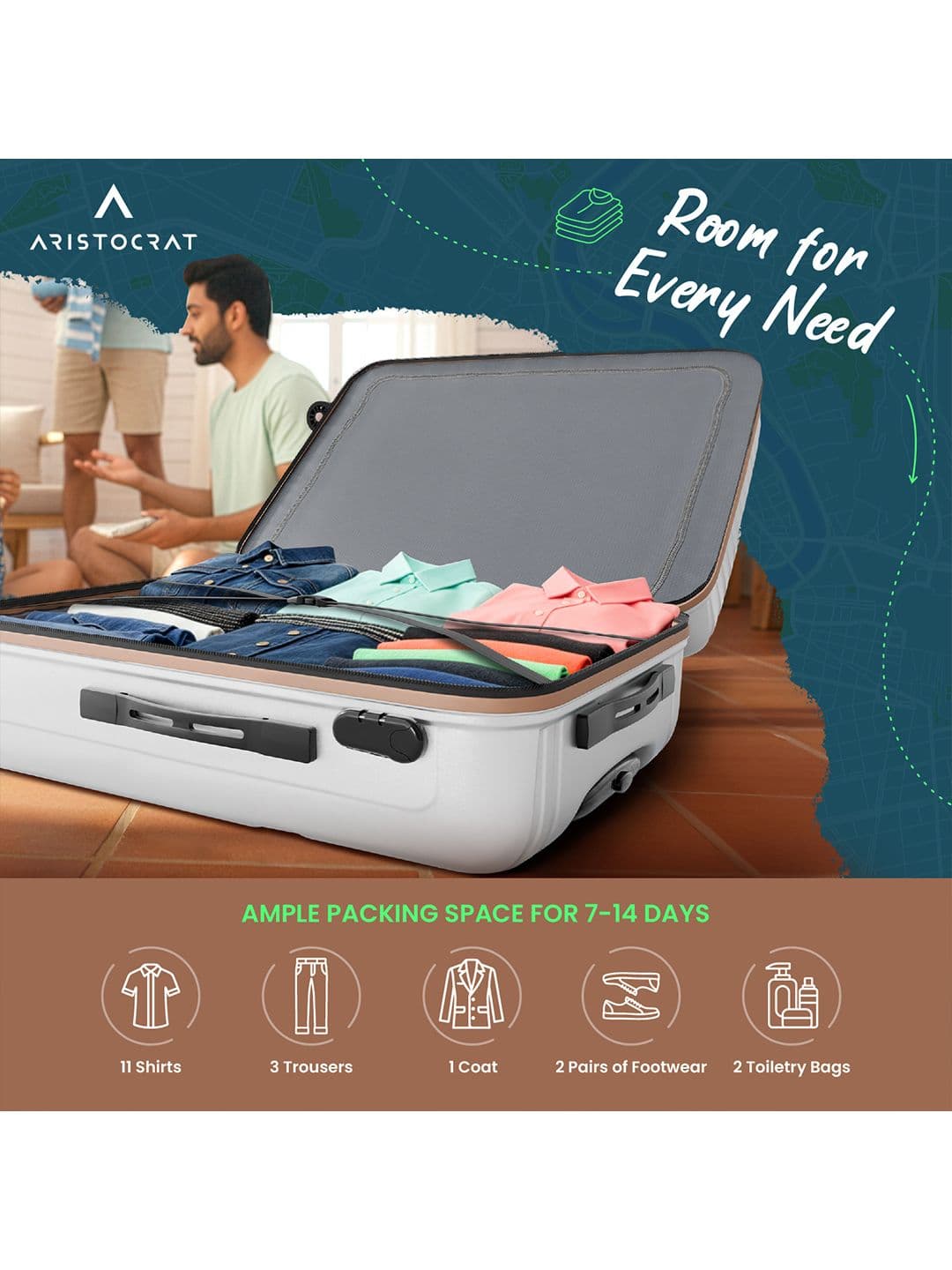 Aristocrat Atlas Textured Hard-Sided Medium Trolley Bag thumbnail 2