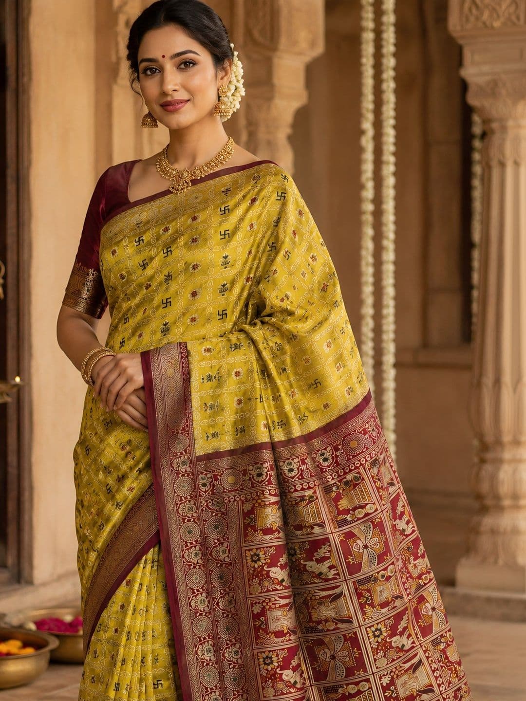 KAILASA Ethnic Motifs Zari Art Silk Handloom Kanjeevaram Saree thumbnail 5