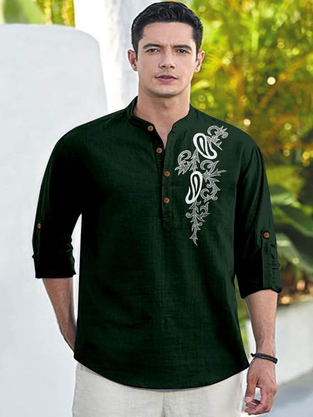 CLOTHING VEDA Men Floral Mandarin Collar Kurta - view 1
