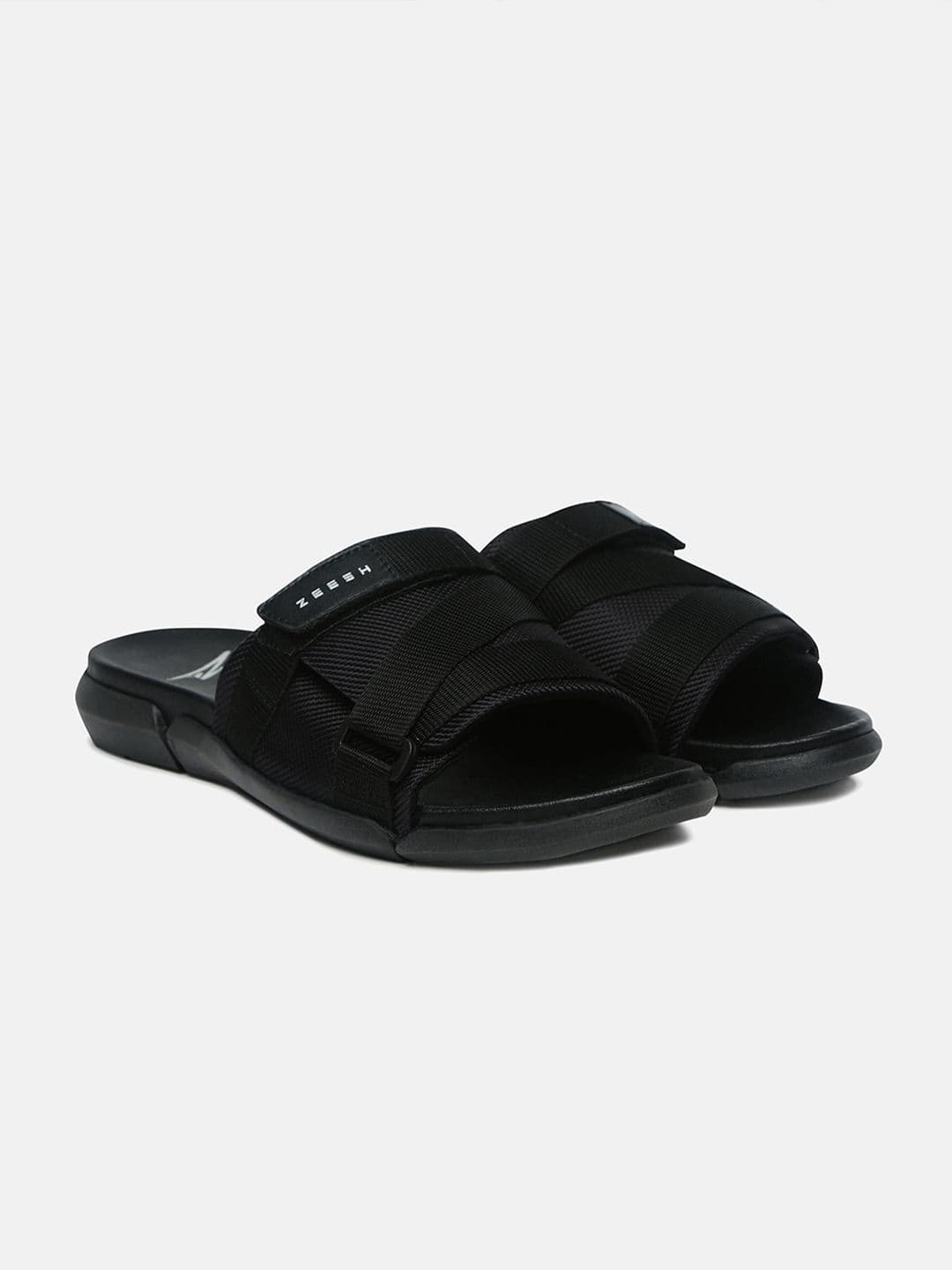 ZEESH Men Solid Forge Leather Sliders thumbnail 2