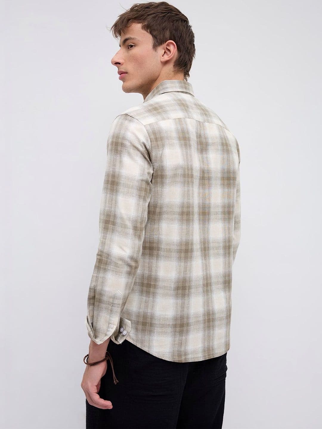 VASTRADO Premium Saddle Brown & White Plaid Checks Shirt thumbnail 5
