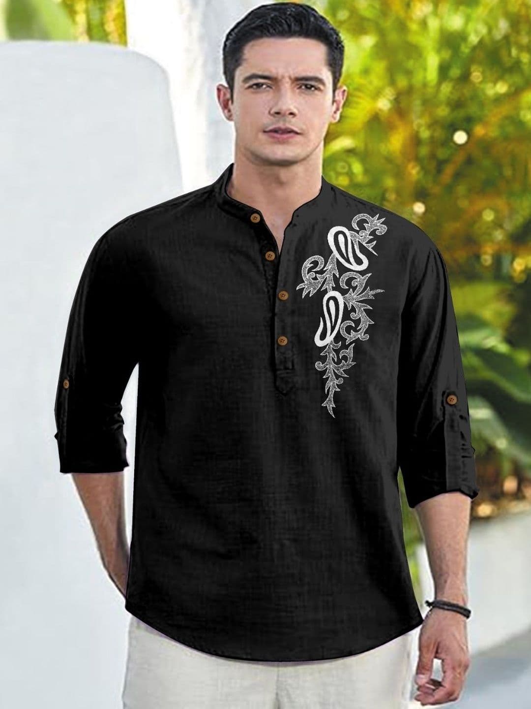CLOTHING VEDA Men Floral Mandarin Collar Kurta - view 1