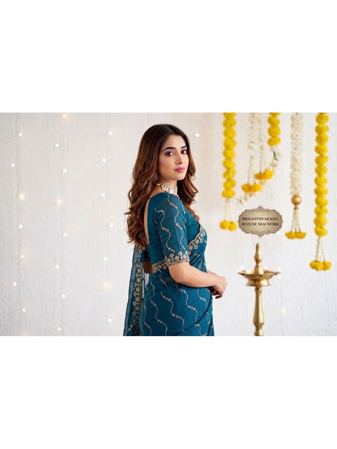 all about you Embellished Embroidered Poly Georgette Heavy Work Saree thumbnail 4
