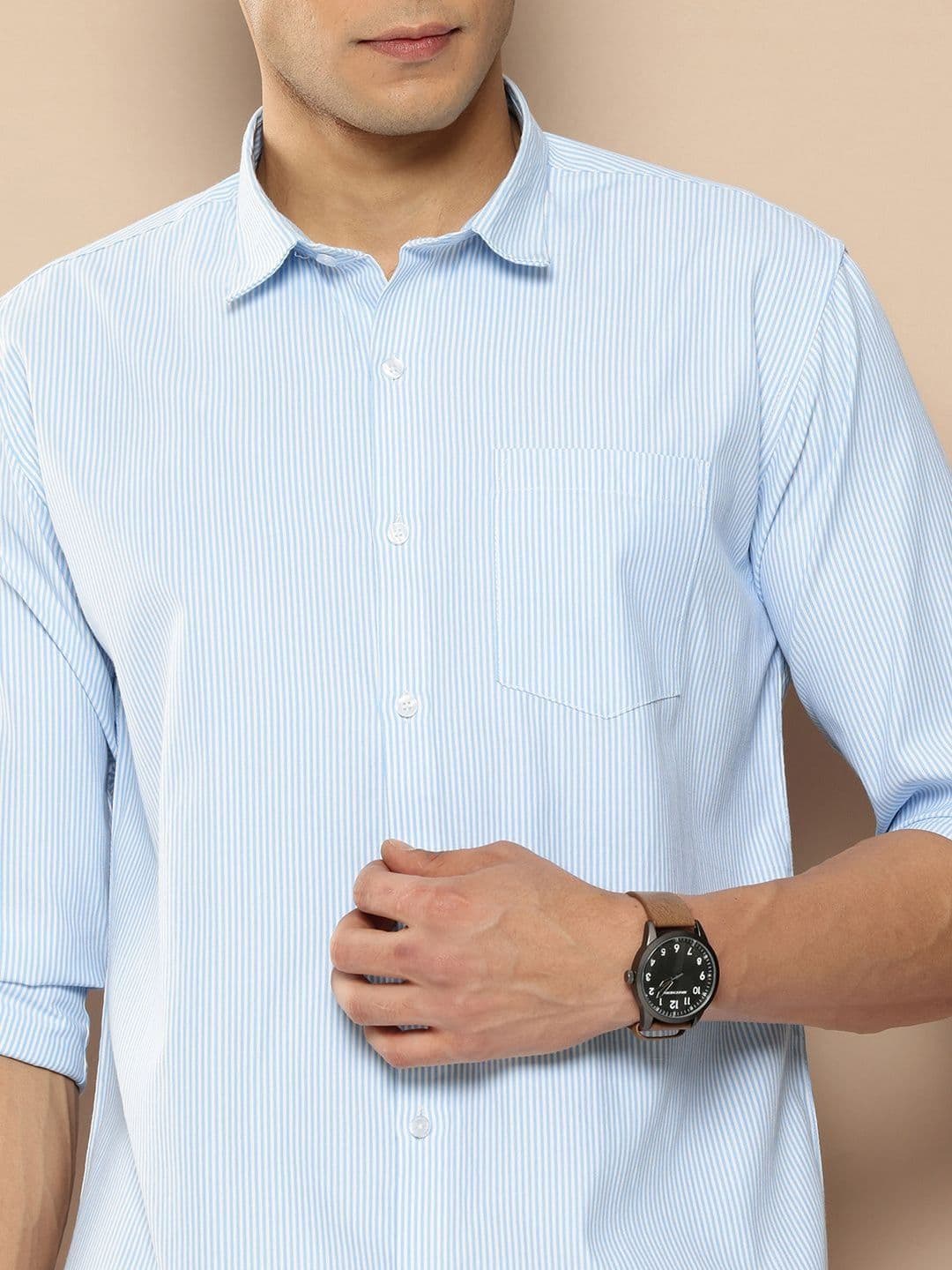 Mast & Harbour Men Premium Slim Fit Striped Casual Shirt thumbnail 5
