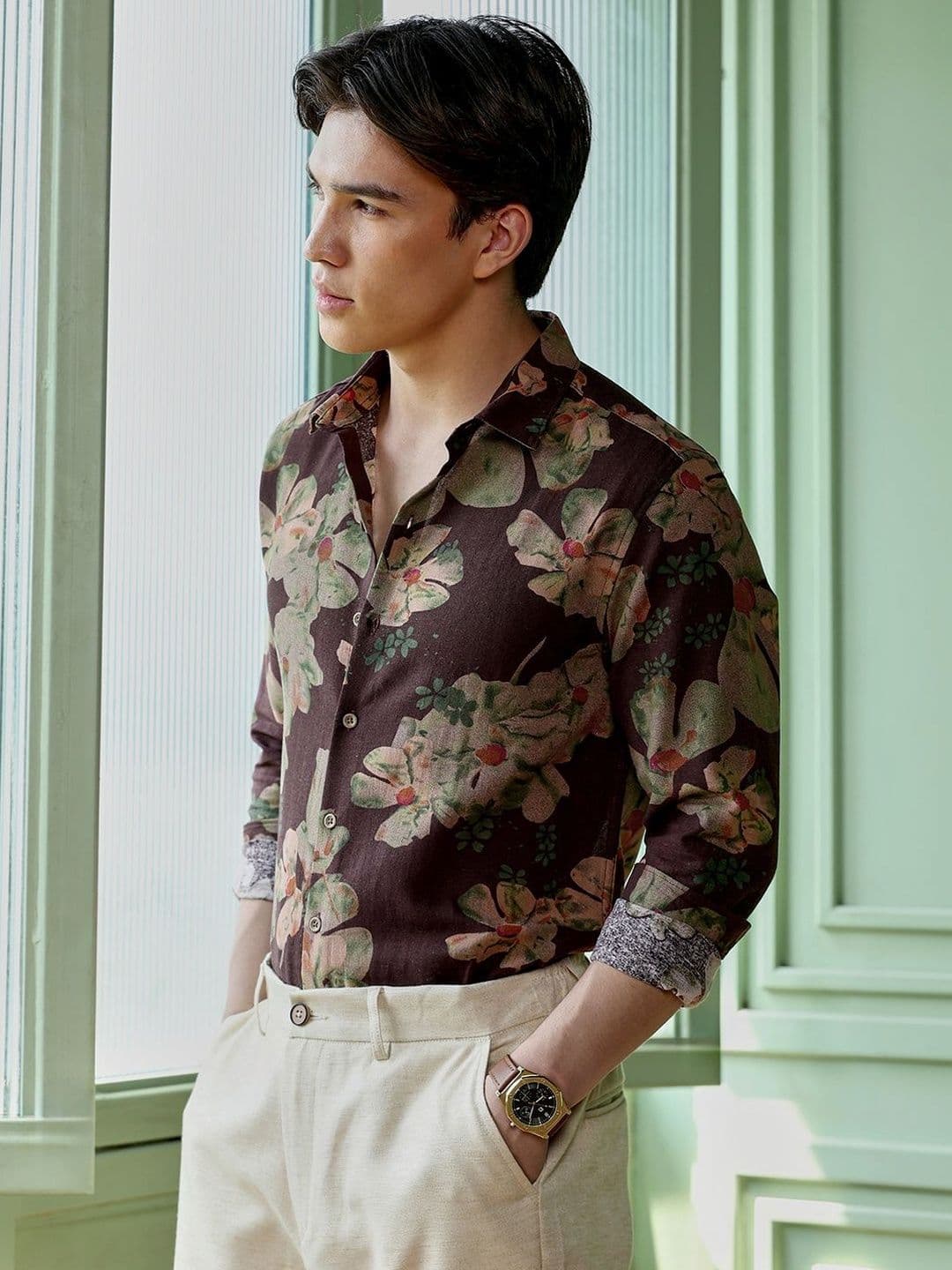 CAHOOT Floral Printed Spread Collar Standard Regular Fit Casual Shirt thumbnail 2