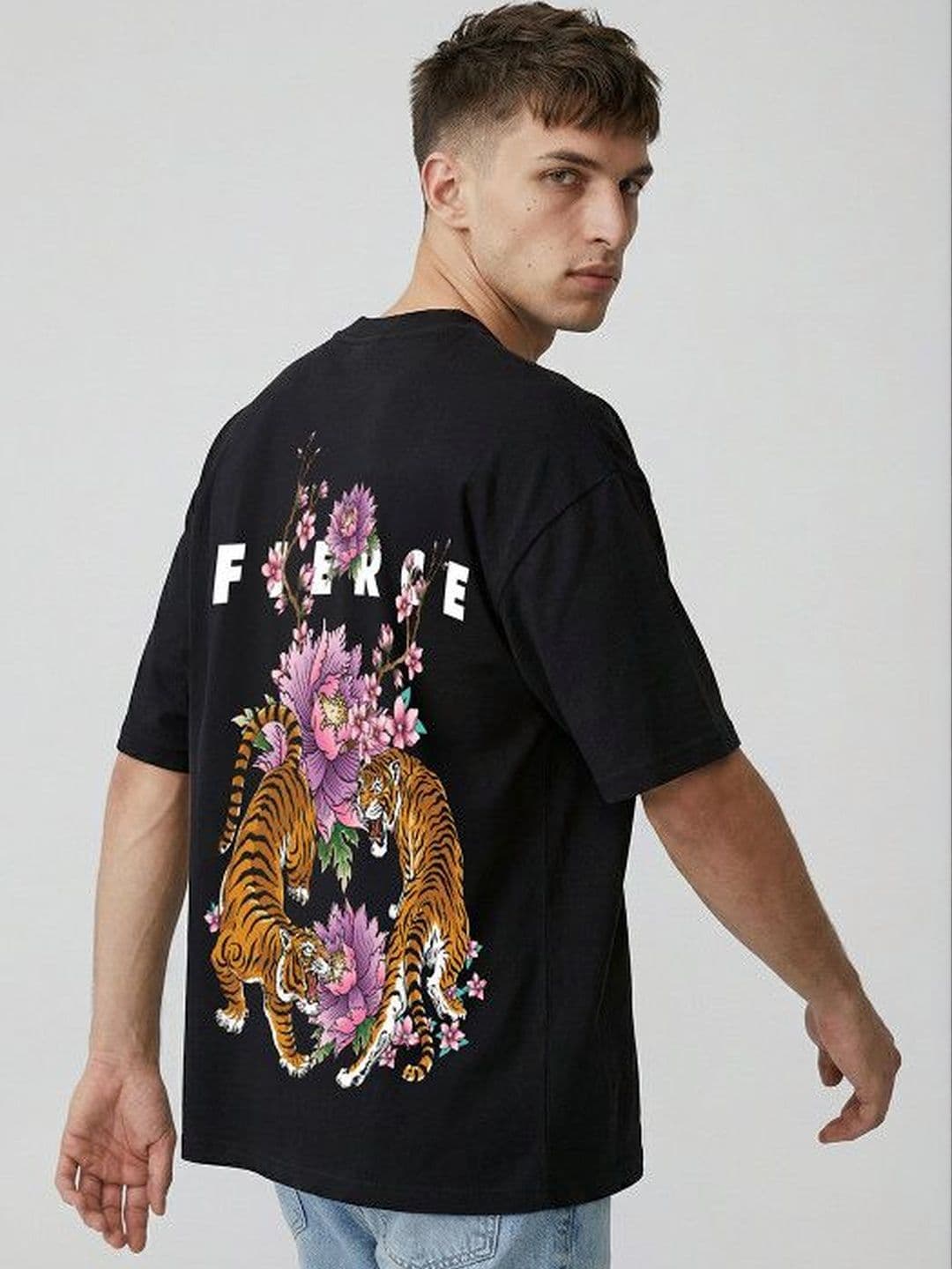 High Star Men Printed Round Neck Oversized T-shirt thumbnail 6