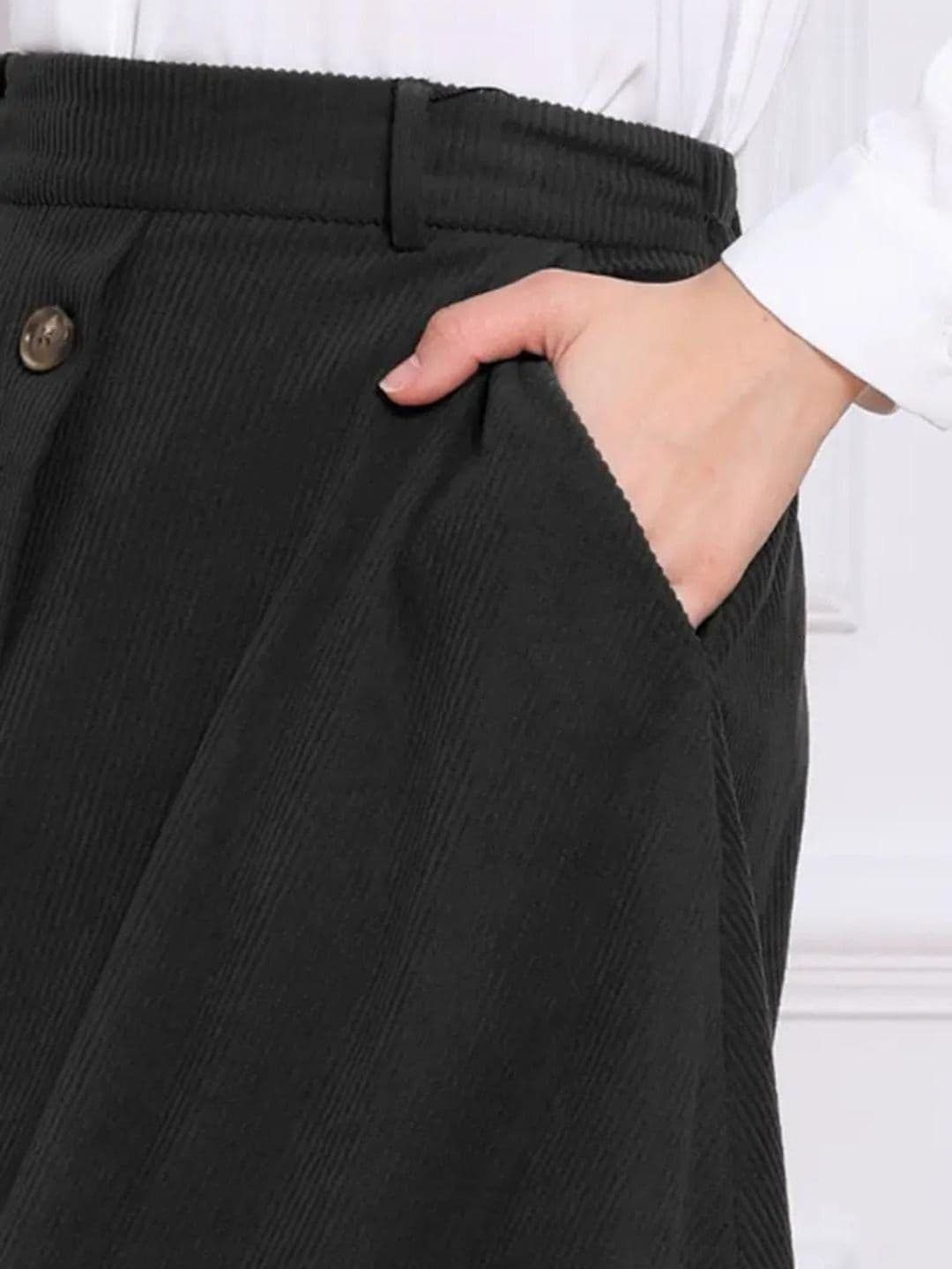 JINJIN FASHION Women Corduroy Midi A-Line Skirt thumbnail 3